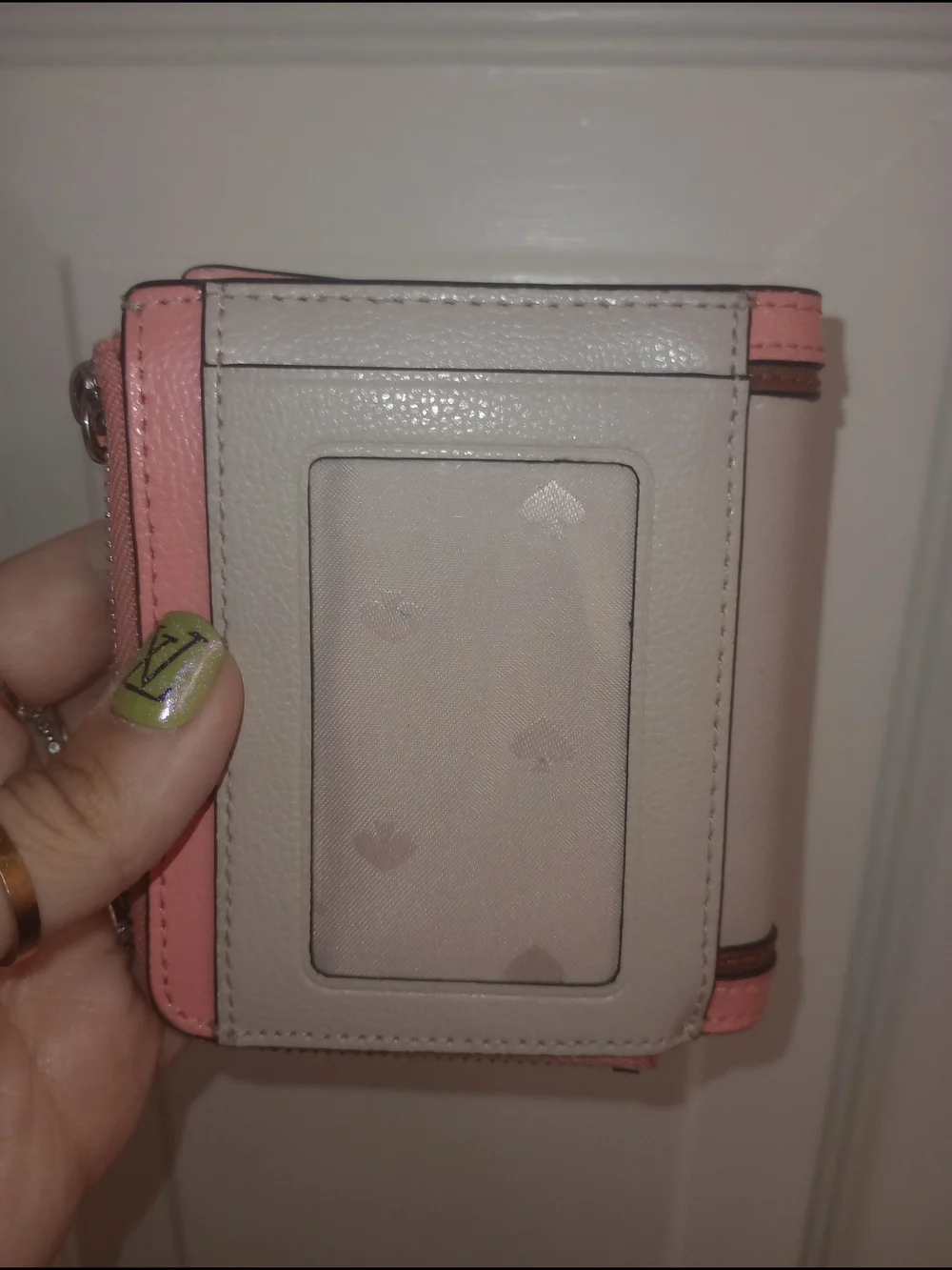 kate spade Pink, Cream & Brown Trim Small Zip Tri-fold Wallet
